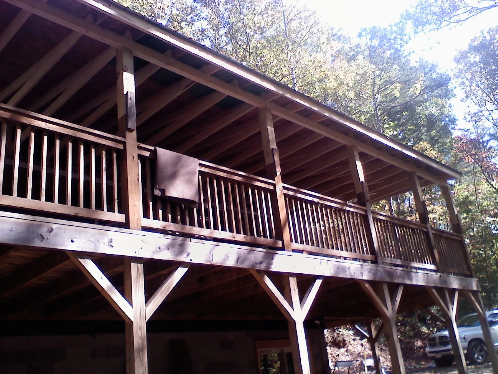 Timber framing under a new elevated porch and deck — Roof Leak Repair in Pipestone by Roofing Brothers
